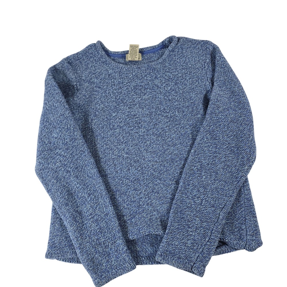 LL Bean Womens XS Blue Marled Cotton Crewneck Pullover Sweater OANG9